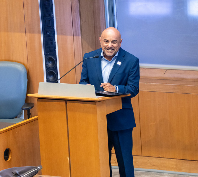 Angel Burgos (left), executive director of graduate programs at the FIU Chapman Graduate School of Business