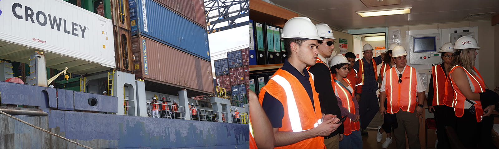MSLSCM students at Port Everglades touring the SL Eagle, a Crowley-operated container ship.