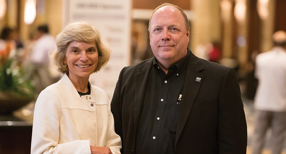 (L to R) William Newburry, chair, Department of International Business; and Maria Tereza Leme Fleury, then incoming president of the Academy of International Business (AIB), at the 2022 Annual Meeting of AIB on July 8, 2022, in Miami.