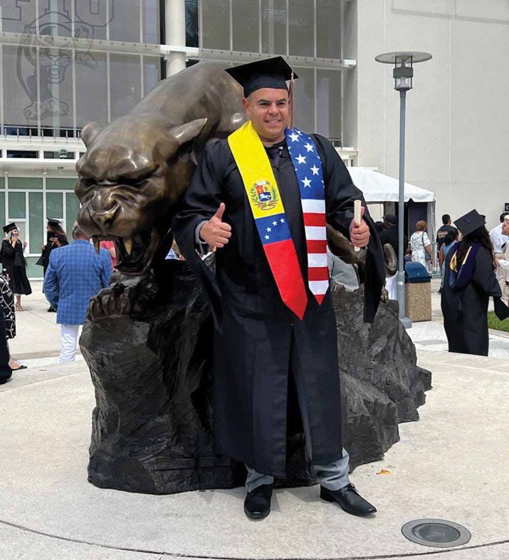 Juan Acosta (MSIS '24) at the graduate student summer commencement ceremony on August 1, 2024.