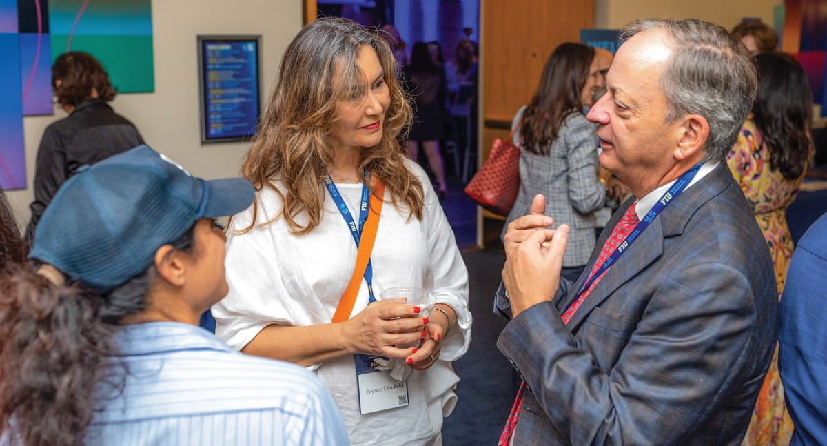Zeynep Talu-Balci, and William Hardin, dean, FIU Business at the 2024 REact Real Estate Conference on November 8, 2024.