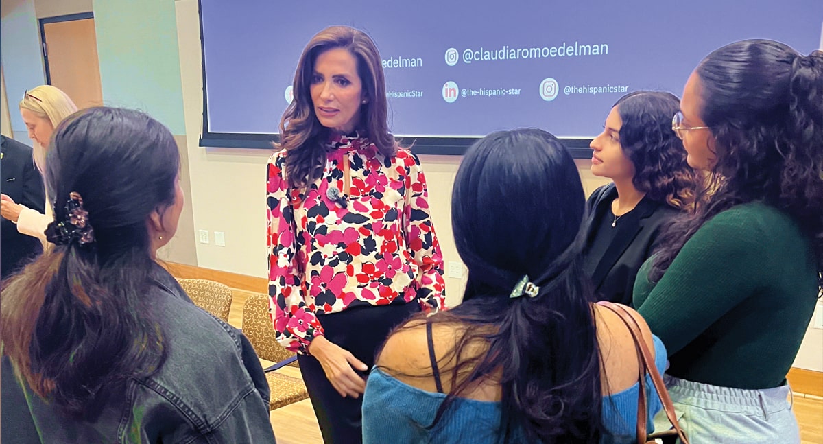 Claudia Romo Edelman, founder, We Are All Human and co-host, A LA Latina podcast, who shared her career advice and vision for the future with FIU Business social media marketing students on November 21, 2024