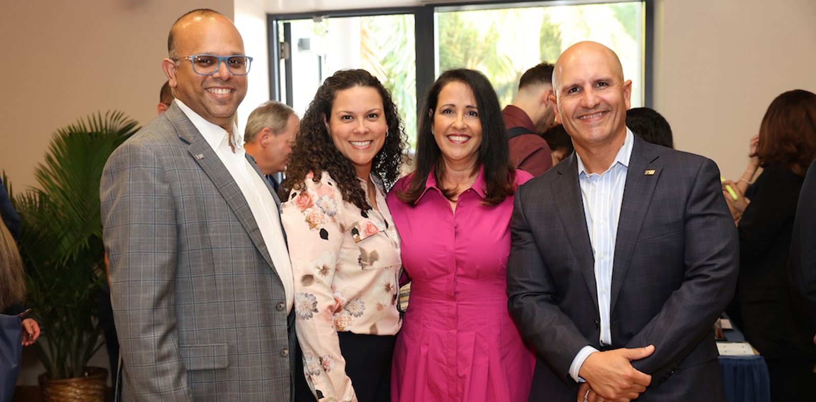 Faiyaz Hack (BBA '04), director of strategic operations and technology, NextEra Energy; Belkys Hack (BBA '07), human resources director, Lennar; Francis Hondal (MBA '94, BBA '88) board member, Bath &amp; Body Works and Equitable; and Alan Gonzal