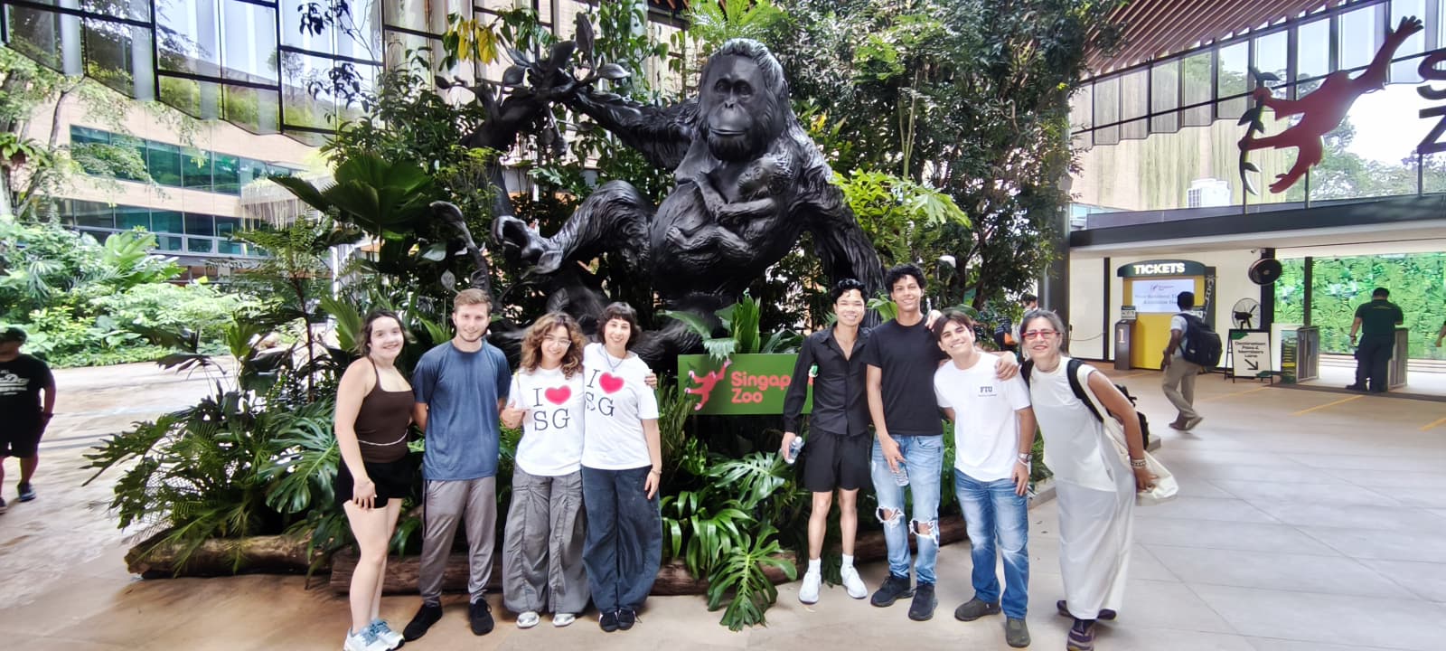 Honors College students with their faculty director, Marcela Lopez Bravo, at the Singapore Zoo