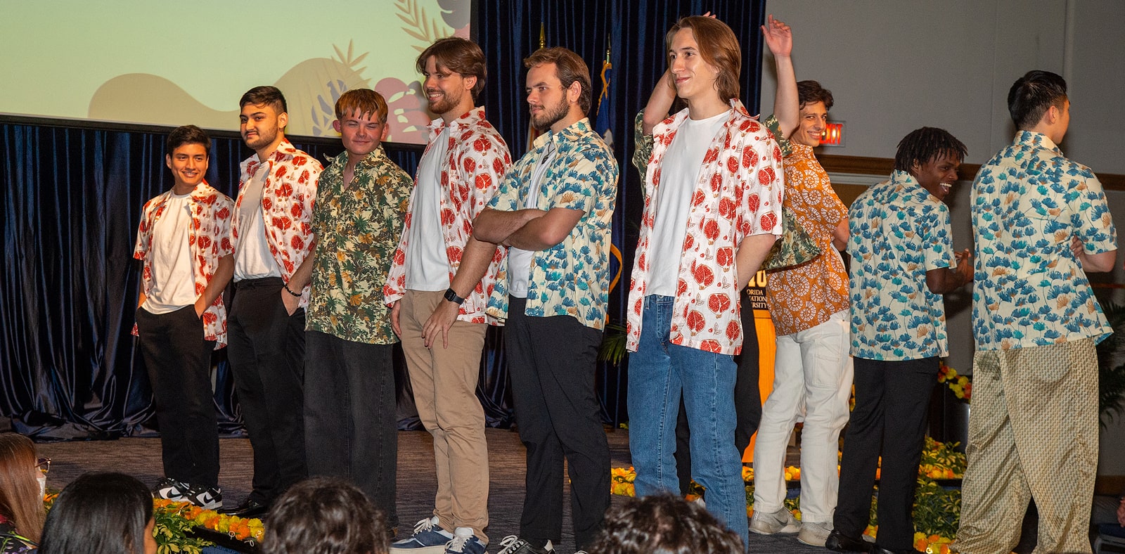 Students modeling the menswear line during the 2024 fashion show. 