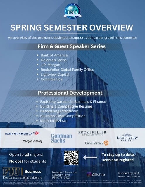 FMA Spring Semester Overview